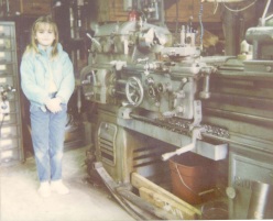 My Daugther next to lathe